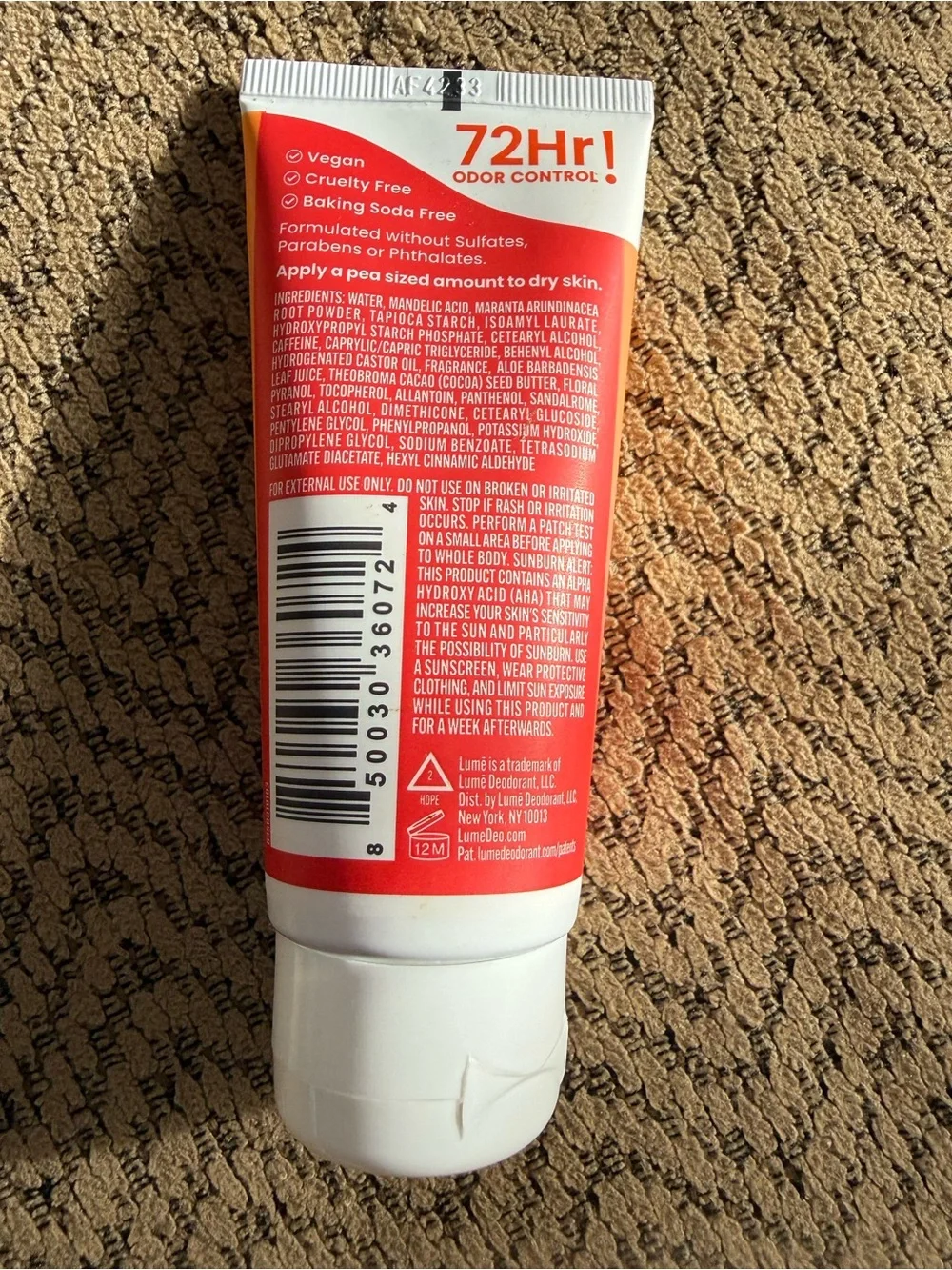 Clean Tangerine Lumē Whole Body Deodorant Cream 2.2 Oz Tube - Brand New